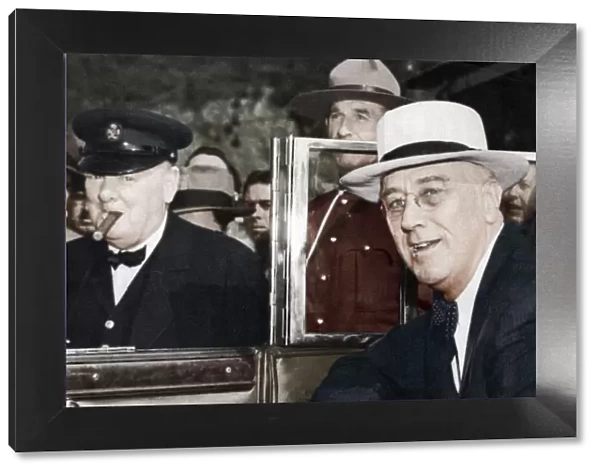 Franklin D Roosevelt and Winston Churchill meeting in Quebec, Canada, 1944