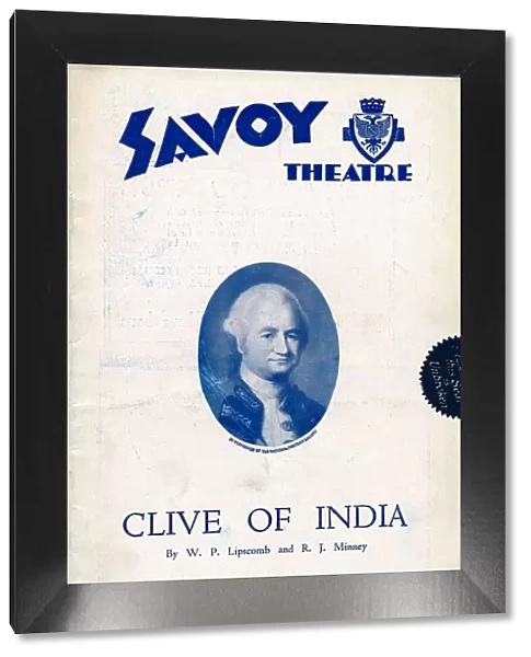 Clive of India programme for the Savoy Theatre, 1934