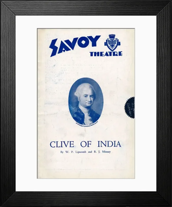 Framed Print : Clive of India programme for the Savoy Theatre, 1934 Framed Print : Clive of India programme for the Savoy Theatre, 1934