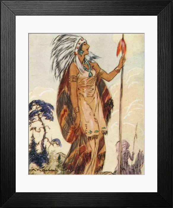 Framed Print : Pocahontas, Native American chiefs daughter who saved John Smith, 1937. Artist: Alexander K MacDonald Framed Print : Pocahontas, Native American chiefs daughter who saved John Smith, 1937. Artist: Alexander K MacDonald