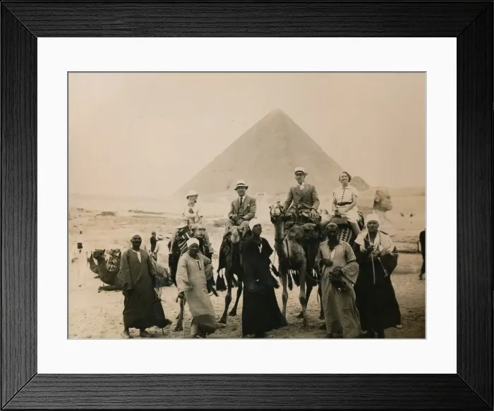 Framed Print : British tourists seated on camels in front of The Great Pyramid, Giza, Egypt, 1936 Framed Print : British tourists seated on camels in front of The Great Pyramid, Giza, Egypt, 1936