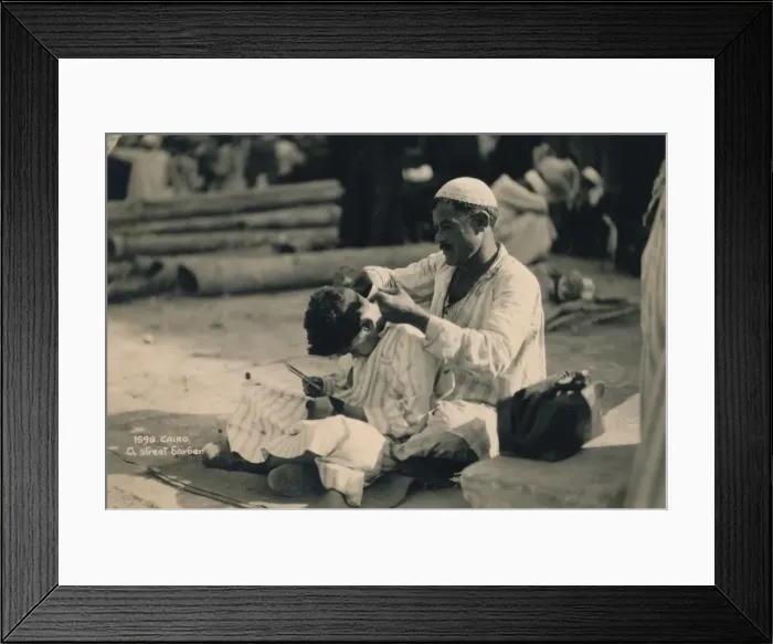 Framed Print : A Street Barber, Cairo, Egypt, 1936 Framed Print : A Street Barber, Cairo, Egypt, 1936