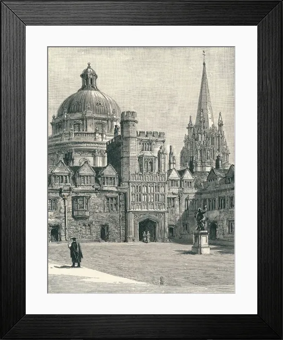 Framed Print : St Marys Church and the Radcliffe, from the quadrangle, at Brasenose, 1896 Framed Print : St Marys Church and the Radcliffe, from the quadrangle, at Brasenose, 1896