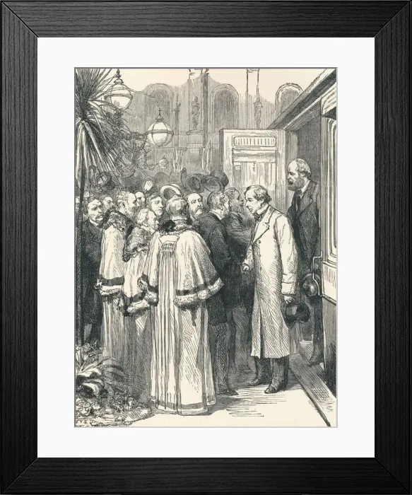 Framed Print : Lord Beaconsfield and Lord Salisbury at Charing Cross Railway Station, 1896 Framed Print : Lord Beaconsfield and Lord Salisbury at Charing Cross Railway Station, 1896