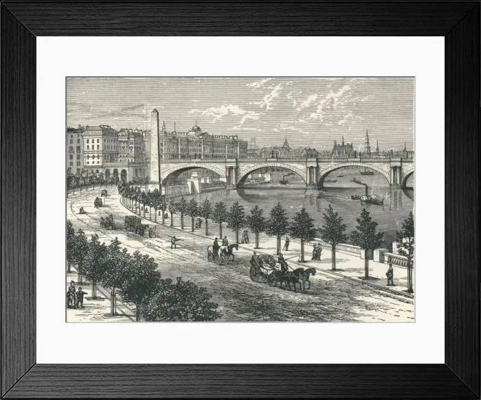 Framed Print : The Thames Embankment, showing Cleopatras Needle, 1896 Framed Print : The Thames Embankment, showing Cleopatras Needle, 1896