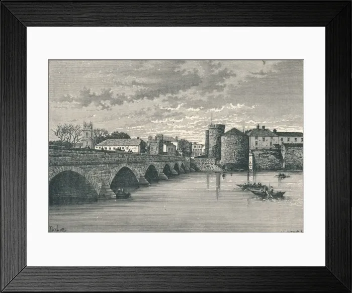 Framed Print : Limerick - Thomond Bridge and King Johns Castle, 1896 Framed Print : Limerick - Thomond Bridge and King Johns Castle, 1896