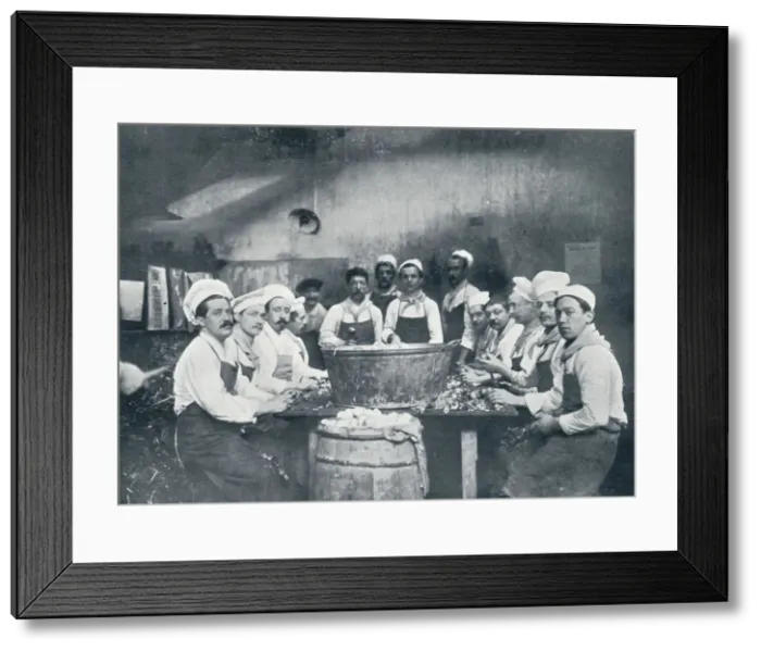 Framed Print : Some of the cooks preparing the soup at the Messagerie Van Gand, c1914 Framed Print : Some of the cooks preparing the soup at the Messagerie Van Gand, c1914