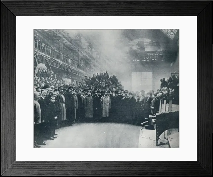Framed Print : The Czar, taken among the workmen at the great Putiloff Munition and Engineering Works, 1914 Framed Print : The Czar, taken among the workmen at the great Putiloff Munition and Engineering Works, 1914