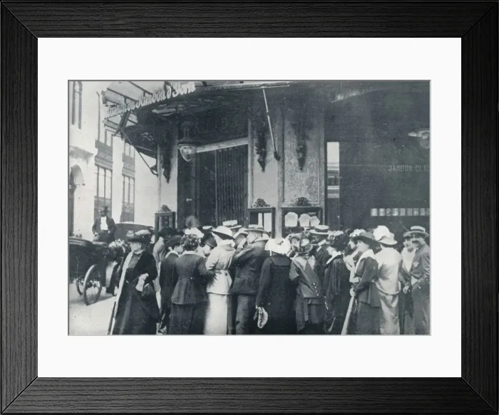 Framed Print : Outside one of the Paris provision storeswhen a siege of the city was feared, c1914 Framed Print : Outside one of the Paris provision storeswhen a siege of the city was feared, c1914