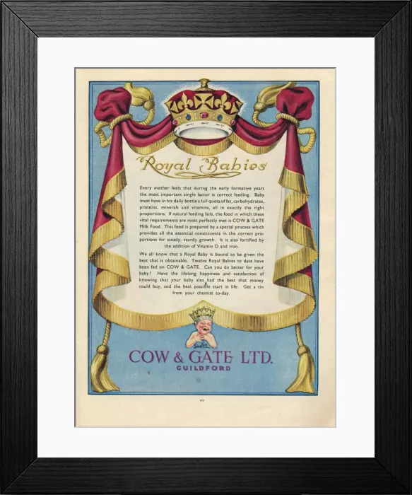 Framed Print : Advert for Cow & Gate Ltd. 1951 Framed Print : Advert for Cow & Gate Ltd. 1951