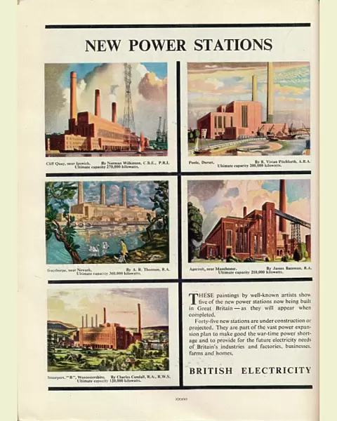 New Power Stations, advert for British Electricity, 1951. Artist: Norman Wilkinson
