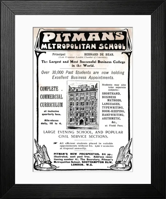 Framed Print : Pitmans Metropolitan School, 1906 Framed Print : Pitmans Metropolitan School, 1906