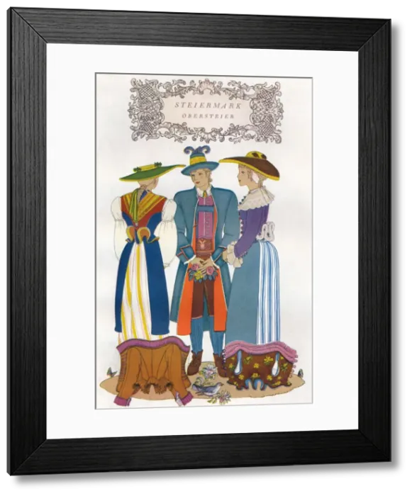 Framed Print : Trachten der Alpenlander, 1937. Artist: Herbert Reichner Verlag Framed Print : Trachten der Alpenlander, 1937. Artist: Herbert Reichner Verlag