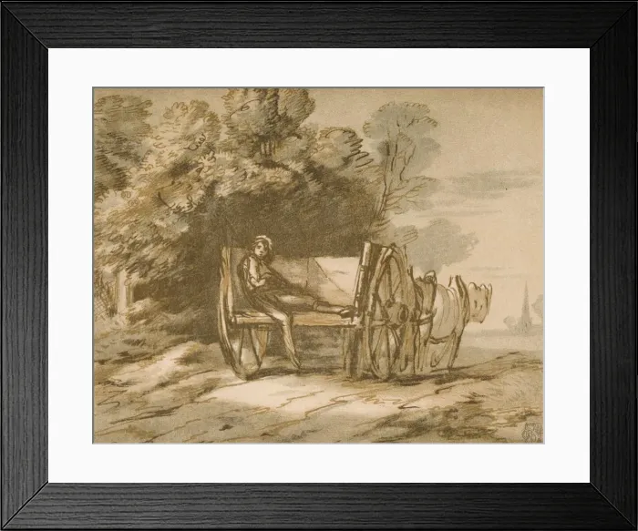 Framed Print : Boy with a Cart. - Sketch with Pen & Wash, 18th century, (1906). Artist: Thomas Gainsborough Framed Print : Boy with a Cart. - Sketch with Pen & Wash, 18th century, (1906). Artist: Thomas Gainsborough
