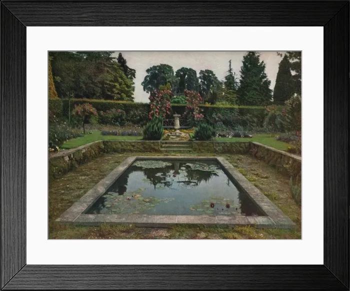 Framed Print : Enclosed Garden and Lily Pool at Gatton Park, Surrey, 1914 Framed Print : Enclosed Garden and Lily Pool at Gatton Park, Surrey, 1914