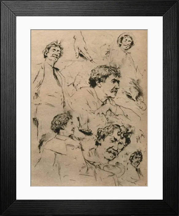 Framed Print : Studies of James McNeill Whistler, c1886. (1903). Artist: Mortimer Luddington Menpes Framed Print : Studies of James McNeill Whistler, c1886. (1903). Artist: Mortimer Luddington Menpes