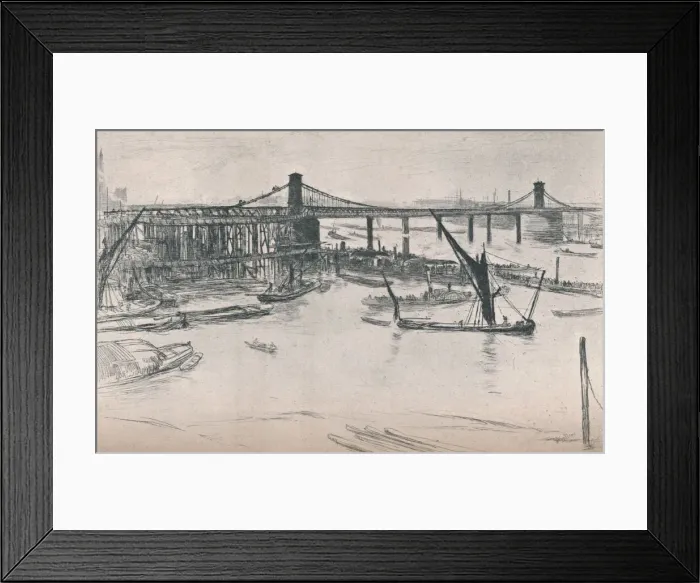 Framed Print : Old Hungerford Bridge, 1861, (1903). Artist: James Abbott McNeill Whistler Framed Print : Old Hungerford Bridge, 1861, (1903). Artist: James Abbott McNeill Whistler