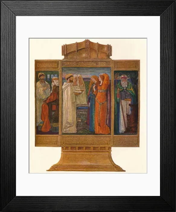 Framed Print : Triptych in Painted enamels: Scenes from the life of St. Patrick, 1903. Artist: Alexander Fisher Framed Print : Triptych in Painted enamels: Scenes from the life of St. Patrick, 1903. Artist: Alexander Fisher