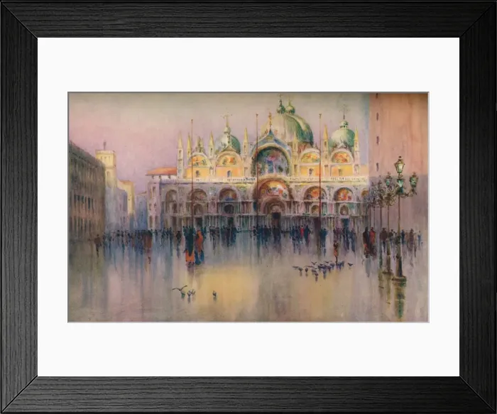 Framed Print : Evening Glow, St. Marks, Venice. (1914). Artist: Helen Donald-Smith Framed Print : Evening Glow, St. Marks, Venice. (1914). Artist: Helen Donald-Smith
