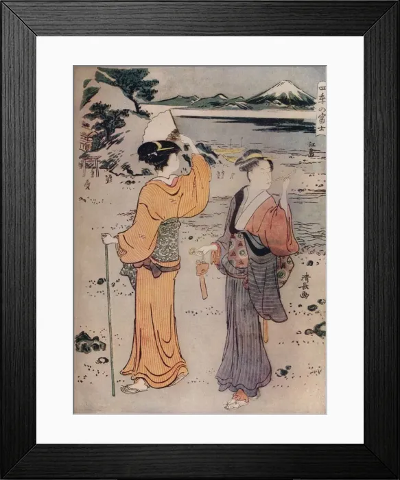 Framed Print : Girls on the Seashore, c17th century, (1914). Artist: Torii Kiyonaga Framed Print : Girls on the Seashore, c17th century, (1914). Artist: Torii Kiyonaga