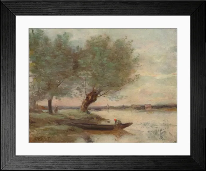 Framed Print : The Boatman, 1806-1875, (1906-7). Artist: Jean-Baptiste-Camille Corot Framed Print : The Boatman, 1806-1875, (1906-7). Artist: Jean-Baptiste-Camille Corot