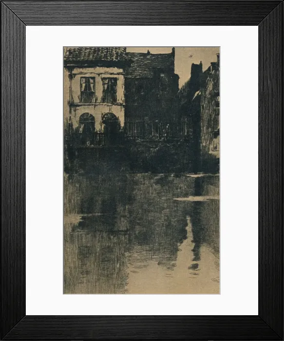 Framed Print : Vielles Maisons au bord de l eau, c1886-1906, (1906-7). Artist: Albert Baertsoen Framed Print : Vielles Maisons au bord de l eau, c1886-1906, (1906-7). Artist: Albert Baertsoen