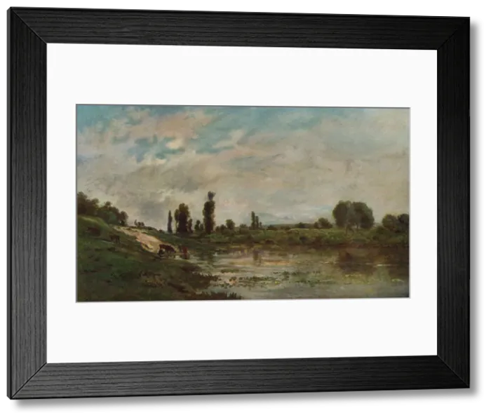 Framed Print : The Drinking Place, c1827-1878, (1906-7). Artist: Charles-Francois Daubigny Framed Print : The Drinking Place, c1827-1878, (1906-7). Artist: Charles-Francois Daubigny