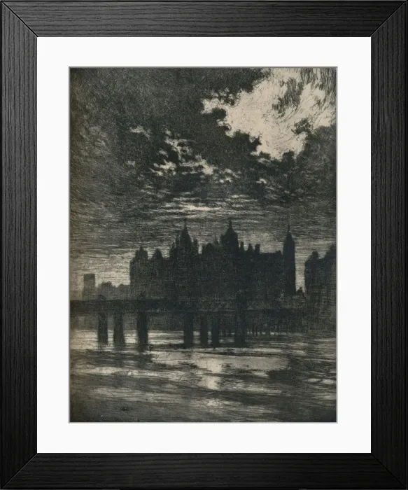 Framed Print : Whitehall Court, 1903. (1906-7). Artist: Joseph Pennell Framed Print : Whitehall Court, 1903. (1906-7). Artist: Joseph Pennell