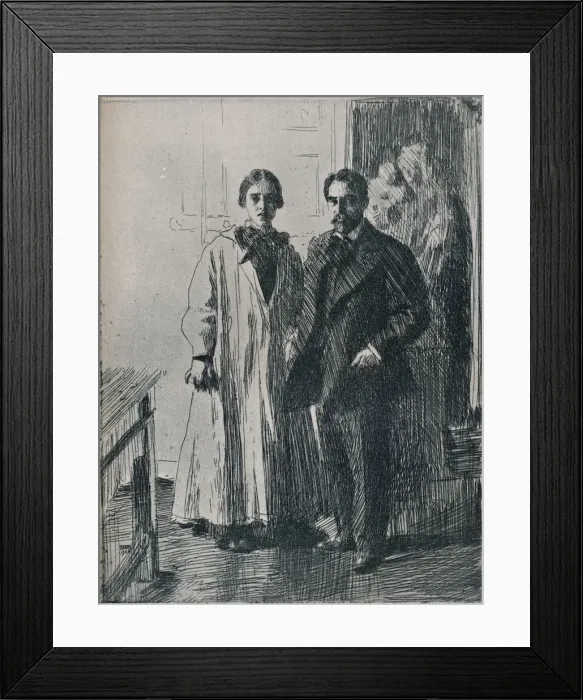 Framed Print : Mr. and Mrs. Atherton Curtis from the etching by Anders Zorn, c1880-1906, 1906. Artist: Anders Leonard Zorn Framed Print : Mr. and Mrs. Atherton Curtis from the etching by Anders Zorn, c1880-1906, 1906. Artist: Anders Leonard Zorn