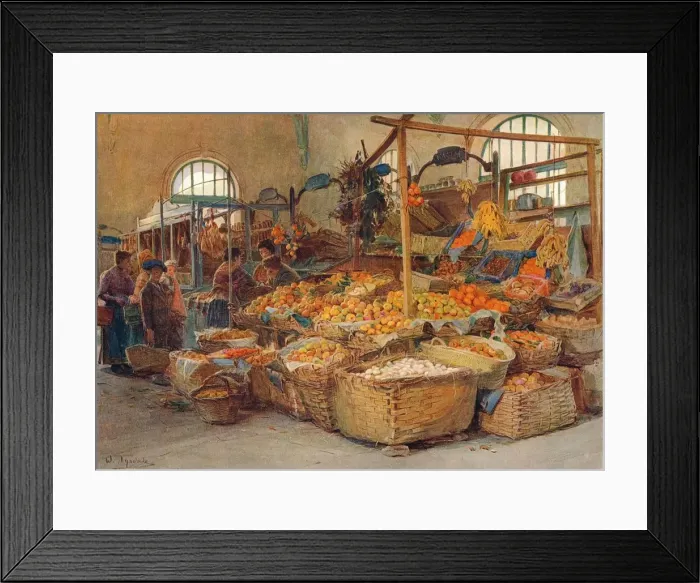 Framed Print : Fruit Stall, Mentone Market, c1875-1906, (1906). Artist: Walter Frederick Roofe Tyndale Framed Print : Fruit Stall, Mentone Market, c1875-1906, (1906). Artist: Walter Frederick Roofe Tyndale