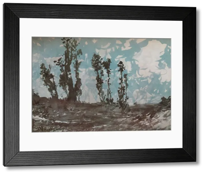 Framed Print : Poplars, c1839-1916, (1924). Artist: Henri-Joseph Harpignies Framed Print : Poplars, c1839-1916, (1924). Artist: Henri-Joseph Harpignies