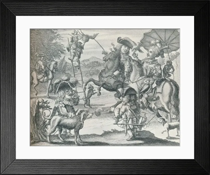 Framed Print : Dutch Skit on Falconry, c1716, (1916)