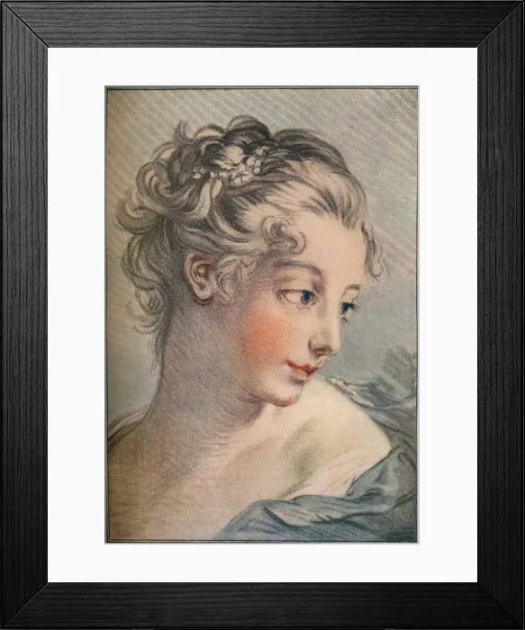 Framed Print : Head of a Girl, 18th century, (1916). Artist: Francois Boucher Framed Print : Head of a Girl, 18th century, (1916). Artist: Francois Boucher