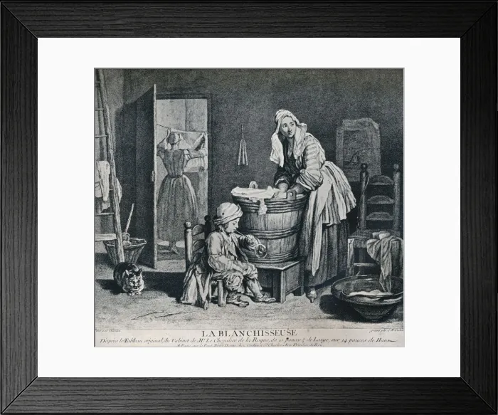 Framed Print : La Blanchisseuse, 18th century, (1916). Artist: Charles Nicolas Cochin Framed Print : La Blanchisseuse, 18th century, (1916). Artist: Charles Nicolas Cochin