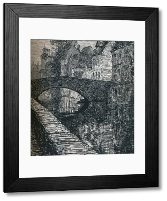 Framed Print : Bruges: Le Quai Vert (The Green Quay), 1916, (1917). Artist: Albert Delstanche Framed Print : Bruges: Le Quai Vert (The Green Quay), 1916, (1917). Artist: Albert Delstanche
