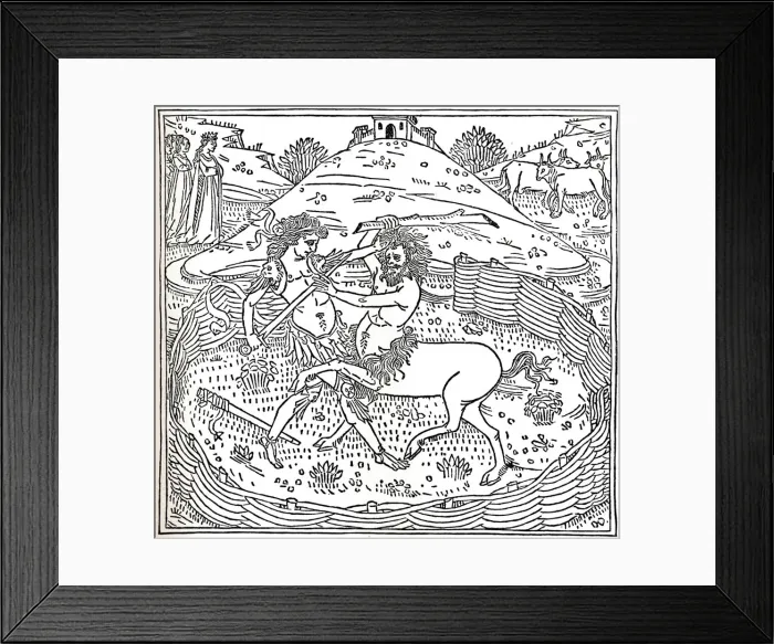 Framed Print : Theseus and the Centaur, Plutarch: Vitae Parallelae, 1491, (1917) Framed Print : Theseus and the Centaur, Plutarch: Vitae Parallelae, 1491, (1917)