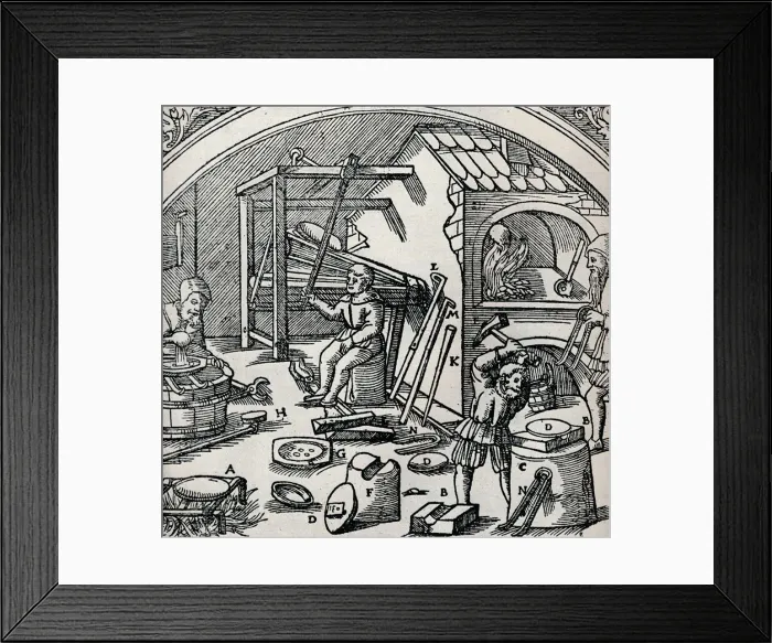 Framed Print : A Silver Refinery, 1556, (1917) Framed Print : A Silver Refinery, 1556, (1917)