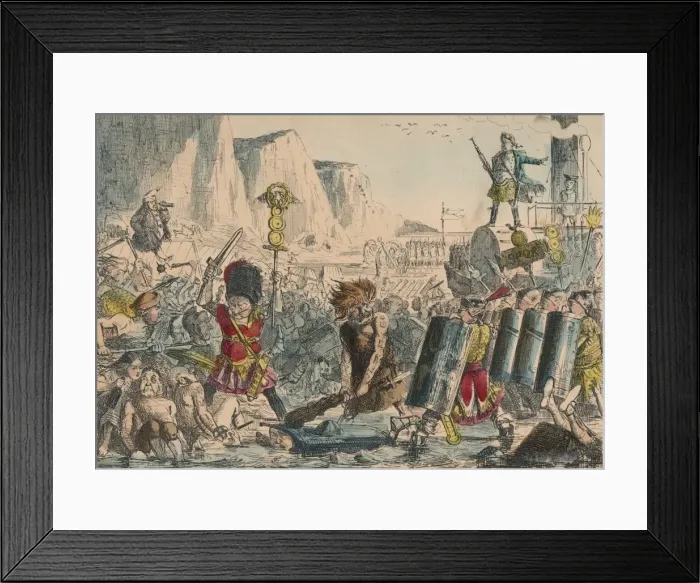 Framed Print : Landing of Julius Caesar, 1850. Artist: John Leech Framed Print : Landing of Julius Caesar, 1850. Artist: John Leech