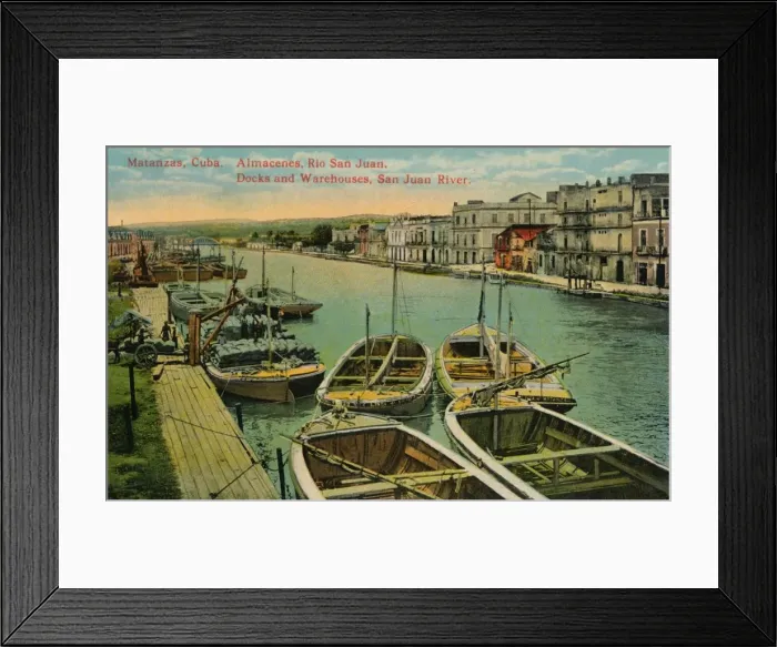 Framed Print : Matanzas, Cuba. Almacenes, Rio San Juan. Docks and Warehouses, San Juan River, c1910 Framed Print : Matanzas, Cuba. Almacenes, Rio San Juan. Docks and Warehouses, San Juan River, c1910