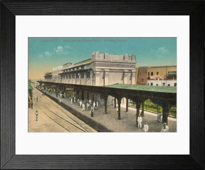 Framed Print : Camaguey. Estacion del Ferro-Carril. Railway Station, Cuba, c1910s Framed Print : Camaguey. Estacion del Ferro-Carril. Railway Station, Cuba, c1910s