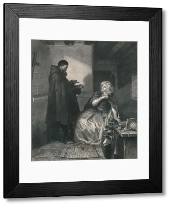 Framed Print : Juliet in the Cell of Friar Lawrence, 1867. Artist: Herbert Bourne Framed Print : Juliet in the Cell of Friar Lawrence, 1867. Artist: Herbert Bourne