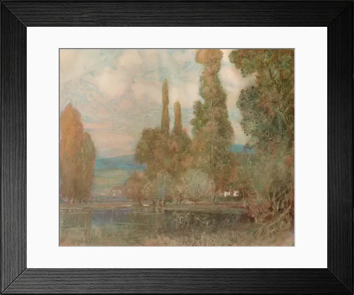 Framed Print : By the Edge of the Lake, c19th century, (1911). Artist: Alfred Edward East Framed Print : By the Edge of the Lake, c19th century, (1911). Artist: Alfred Edward East