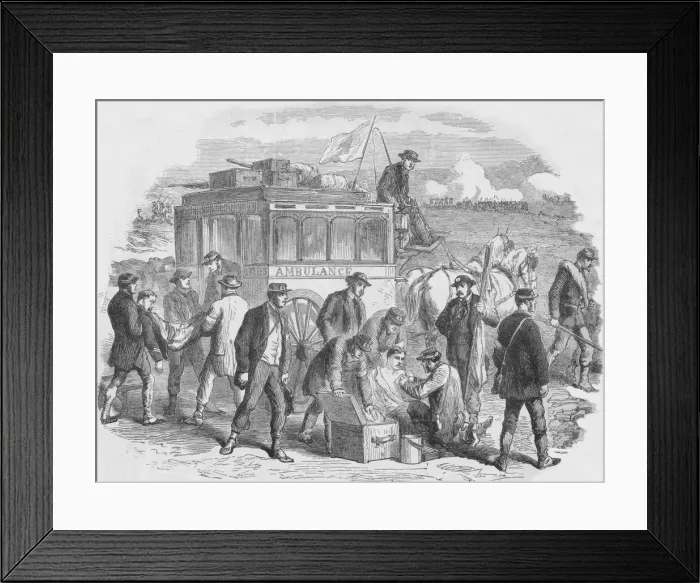 Framed Print : The Red Cross Society at Work Outside Paris, 1870, (1884) Framed Print : The Red Cross Society at Work Outside Paris, 1870, (1884)