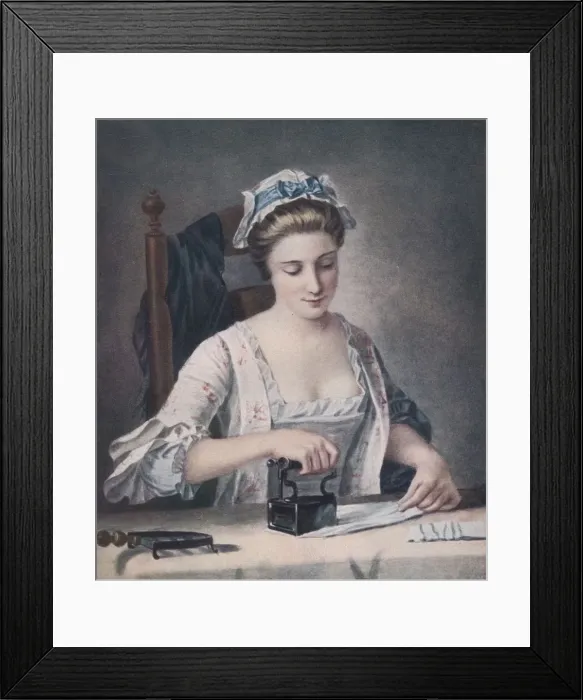 Framed Print : A Laundry Maid Ironing, c1765, (1905). Artist: Henry Robert Morland Framed Print : A Laundry Maid Ironing, c1765, (1905). Artist: Henry Robert Morland