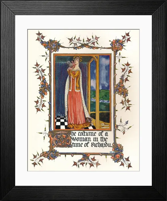 Framed Print : The Costume of a Woman in the time of Richard II, c14th century, (1904) Framed Print : The Costume of a Woman in the time of Richard II, c14th century, (1904)