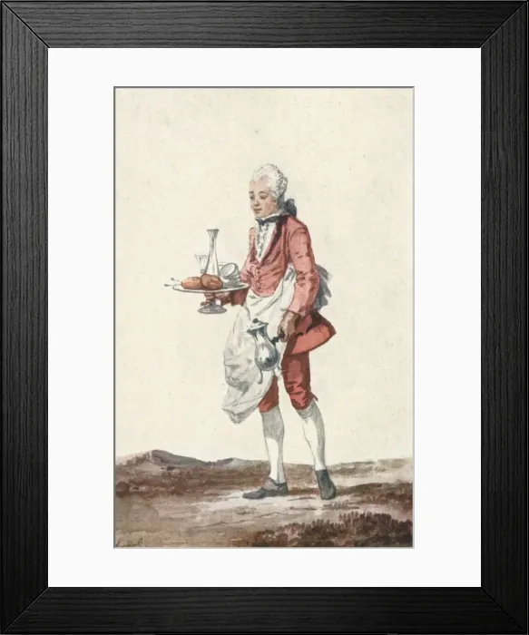 Framed Print : La Bouquetiere Garcon Cafetiere, c18th century, (1903). Artist: Jean-Pierre Houel Framed Print : La Bouquetiere Garcon Cafetiere, c18th century, (1903). Artist: Jean-Pierre Houel