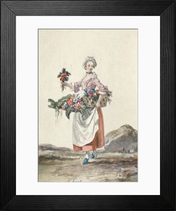 Framed Print : La Bouquetiere Garcon Cafetier, c18th century, (1903). Artist: Jean-Pierre Houel Framed Print : La Bouquetiere Garcon Cafetier, c18th century, (1903). Artist: Jean-Pierre Houel
