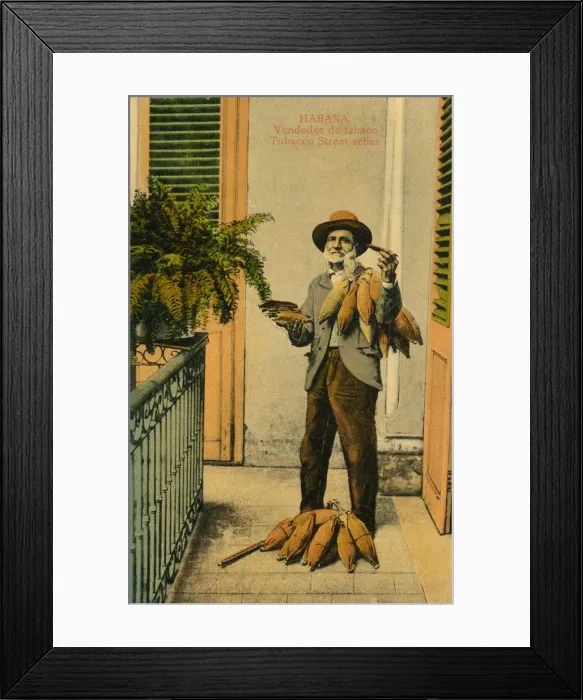 Framed Print : Habana. Vendedor de tabaco. Tobacco Street seller, c1910s Framed Print : Habana. Vendedor de tabaco. Tobacco Street seller, c1910s