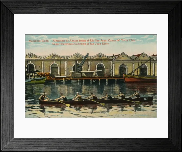 Framed Print : Sugar Warehouse Canoeing, San Juan River, Matanzas, Cuba, c1920s Framed Print : Sugar Warehouse Canoeing, San Juan River, Matanzas, Cuba, c1920s
