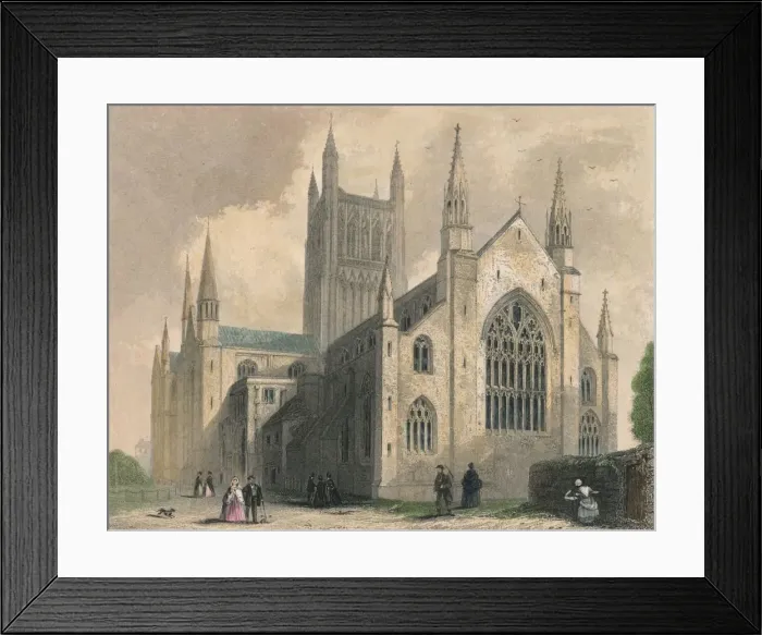 Framed Print : Worcester Cathedral, North West View, 1836. Artist: Henry Winkles Framed Print : Worcester Cathedral, North West View, 1836. Artist: Henry Winkles